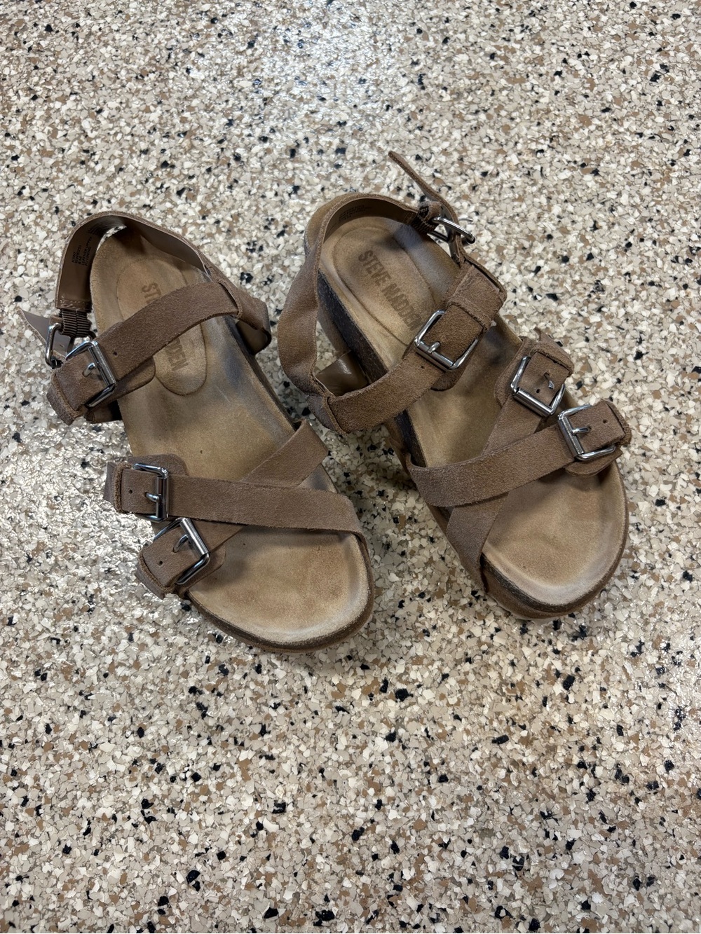 Steve Madden Brown Suede Buckle Sandals